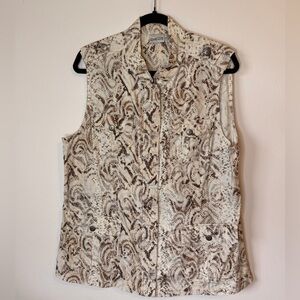 Chico's Sleeveless Snake Print Blouse - Cream and Brown